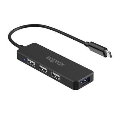 Hub USB Tipo-C APPROX 3 USB 2.0 + 1 USB 3.0