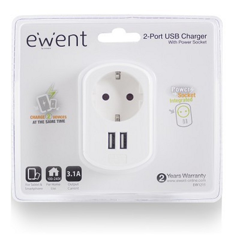 EWENT EW1211 2 Port USB Charger 3.1A EWENT EW1211 2 Port USB Charger 3.1A