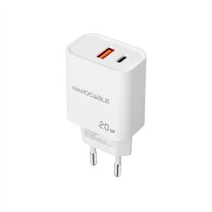Nanocable Carregador USB-C/PD+USB-A/QC 20W branco