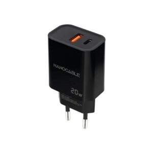 Nanocable Carregador USB-C/PD+USB-A/QC 20W Black