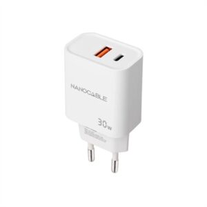 Nanocable Carregador USB-C/PD+USB-A/QC 30W branco