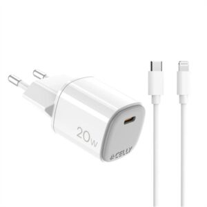 Celly GaN 1c 20w + C charger for light + cable