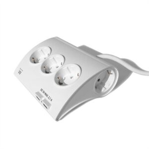 EWENT EW3935 5-Schuko Extension Lead + 2 USB 2.1A