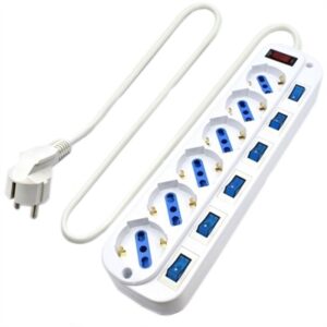 EWENT EW3932-5m Power Strip 6 Sockets / 6 Switch 5m