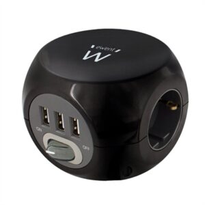 EWENT EW3938 Cube Power Strip 3 Schuko Outlets + 3 USB