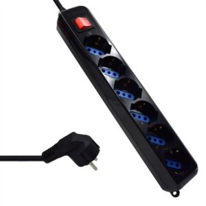 Ewent EW3924 6-Socket Power Strip with Protection Black