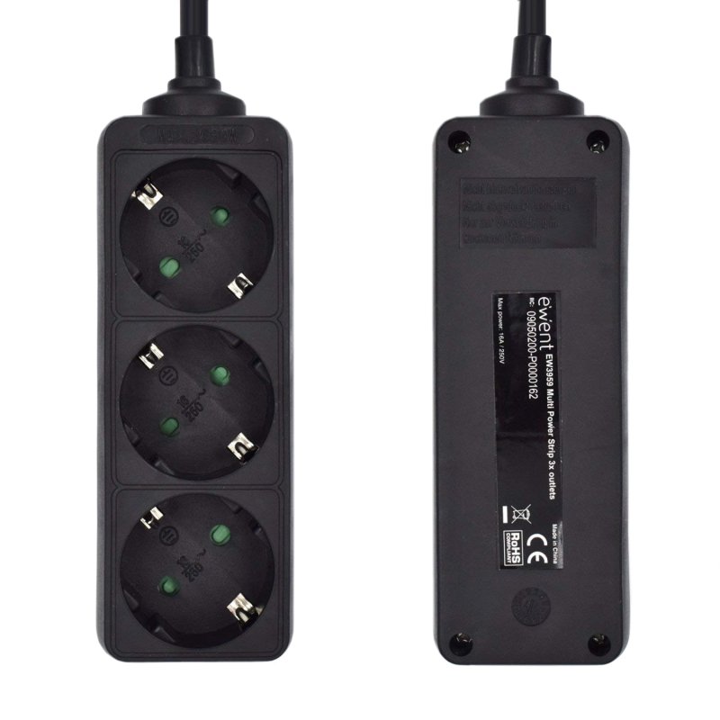 Ewent Ew3959 Regleta 3 tomas Negro Ewent Ew3959 Regleta 3 tomas Negro