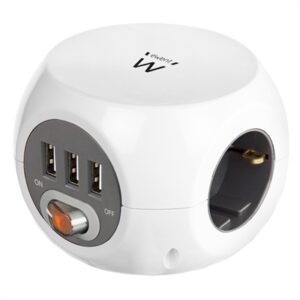 Ewent EW3939 CUBE POWER STRIP 3 SOCKETS/3 USB WHITE