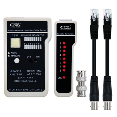 Nanocable RJ11/RJ12/RJ45, coaxial cable tester