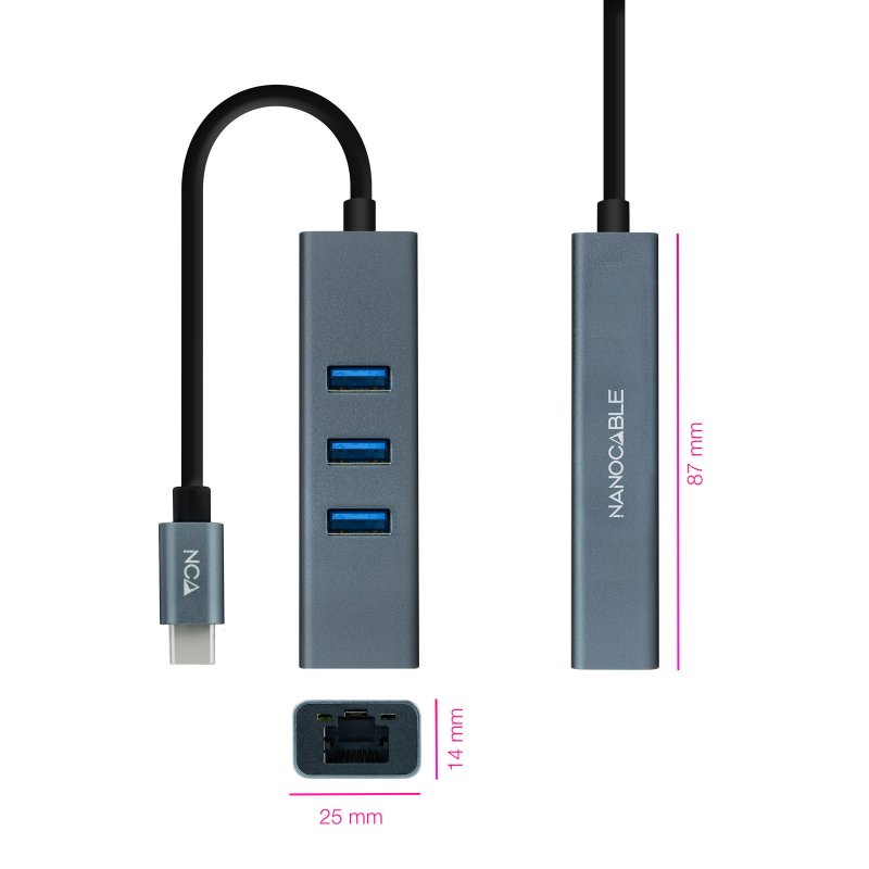 Nanocable USB-C to Ethernet +3xUSB 3.0 Converter Nanocable USB-C to Ethernet +3xUSB 3.0 Converter