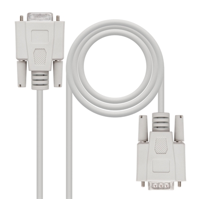 Cabo Nanocable Série RS232, DB9 M-H, Bege, 1.8m