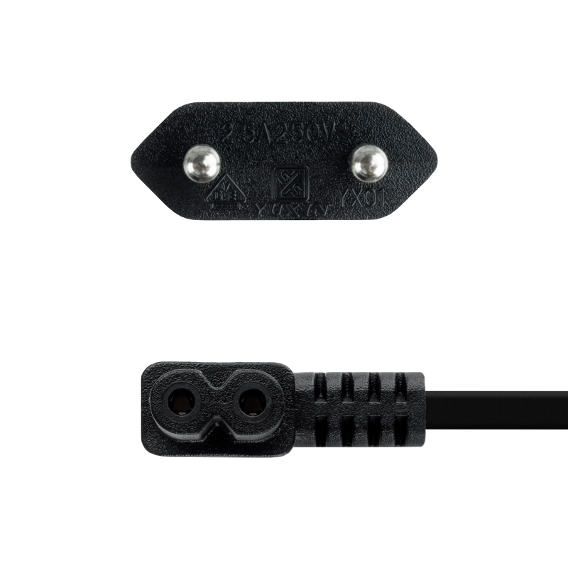 Nanocable Cable Alim. forma 8 Acodado CEE7/C7 1.8m Nanocable Cable Alim. forma 8 Acodado CEE7/C7 1.8m