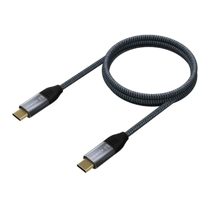 Cabo USB3.2 Gen2X2 5A E-Mark CM-CM Cinza 2M Aisens Cabo USB3.2 Gen2X2 5A E-Mark CM-CM Cinza 2M Aisens