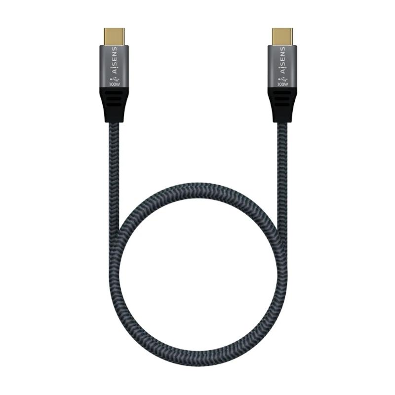 Cabo USB3.2 Gen2X2 5A E-Mark CM-CM Cinza 2M Aisens Cabo USB3.2 Gen2X2 5A E-Mark CM-CM Cinza 2M Aisens