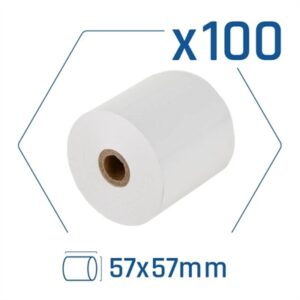 Pack of 100 BPA-free thermal paper rolls 57X57mm