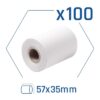 Pack of 100 thermal paper rolls for payment terminals 57x35 mm