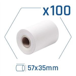 Pack of 100 thermal paper rolls for payment terminals 57x35 mm