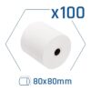Pack 100 rolos de papel térmico sem BPA 80x80mm