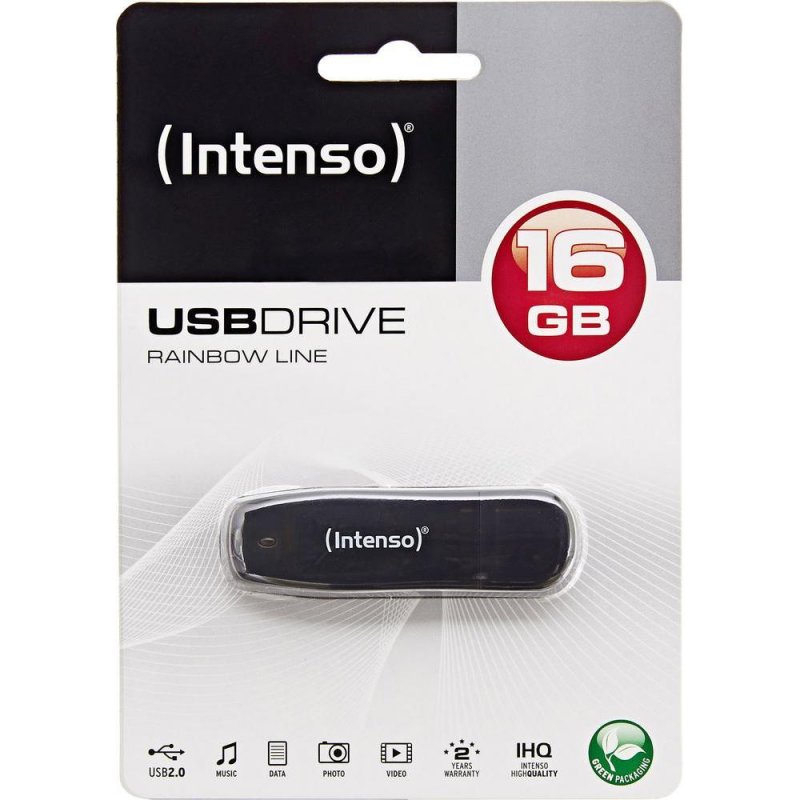 Intenso Lápiz USB 2.0 Rainbow 16GB Preto Intenso Lápiz USB 2.0 Rainbow 16GB Preto