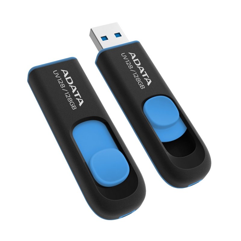 ADATA USB Flash Drive UV128 128GB USB 3.2 Black/Blue ADATA USB Flash Drive UV128 128GB USB 3.2 Black/Blue