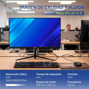 Iggual Monitor 21.5" IPS 1ms FHD 100Hz VGA HDMI DP