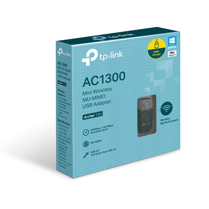 TP-Link Archer T3U Mini USB WiFi AC1300 Adapter TP-Link Archer T3U Mini USB WiFi AC1300 Adapter