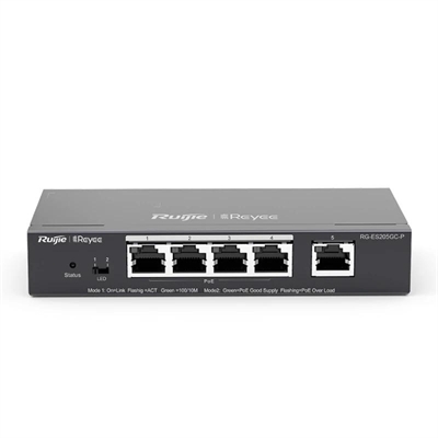 Switch Reyee 5xgb rj45 (4 poe/poe+) 54w Aço de aço