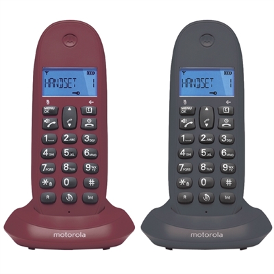 MOTOROLA C1002 LB+ DECT DUO Phone Grey-Red