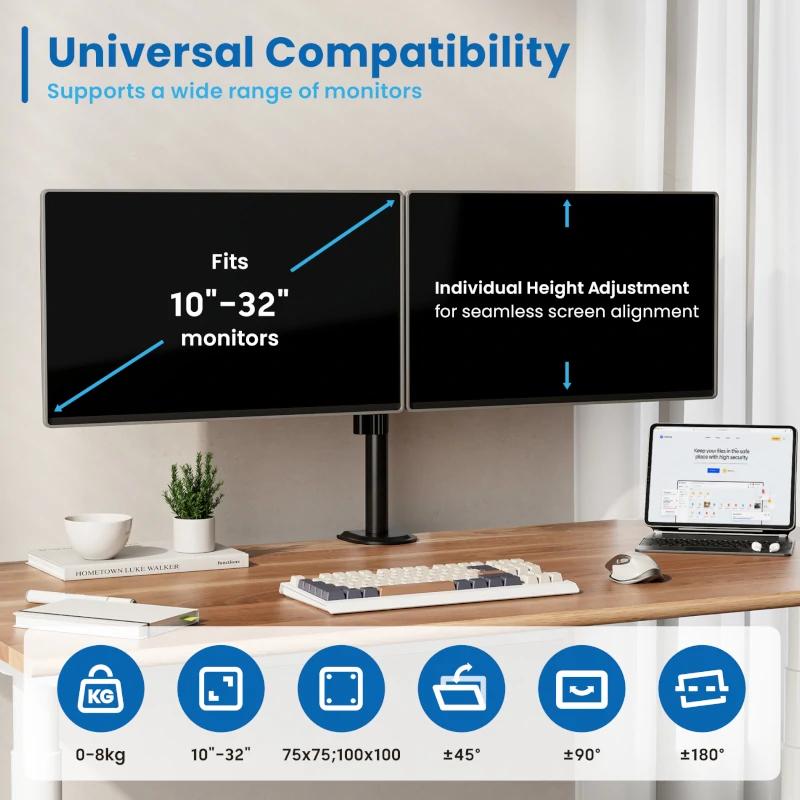 EWENT EW1512 Desk Mount for 2 Monitors 13-32" EWENT EW1512 Desk Mount for 2 Monitors 13-32"