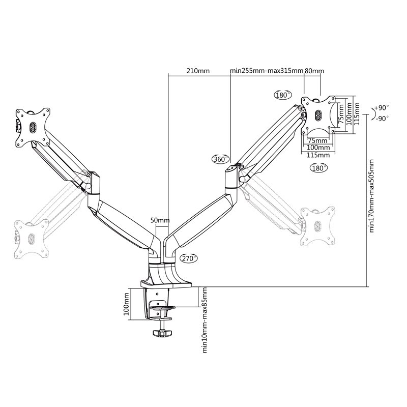 Tooq DB3132TNR-S Table Mount incl/tilt 2brz 13-32" Tooq DB3132TNR-S Table Mount incl/tilt 2brz 13-32"
