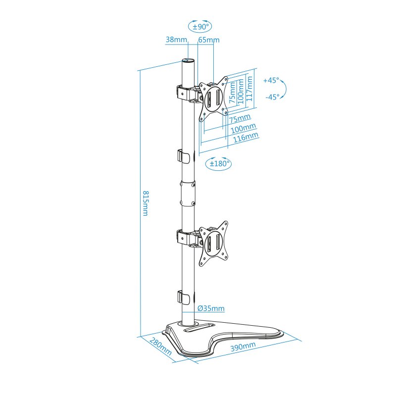 Tooq DB1703TNV-B Desk Mount 2 Vertical Arms Tooq DB1703TNV-B Desk Mount 2 Vertical Arms