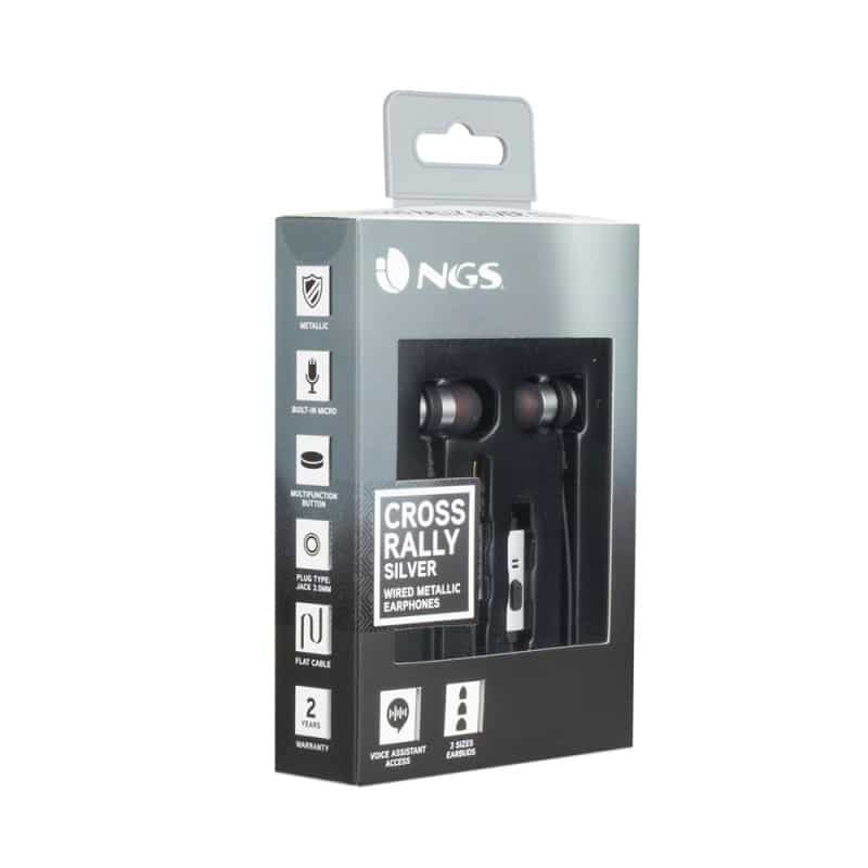NGS Metal Earphones Flat 1.2m Silver NGS Metal Earphones Flat 1.2m Silver