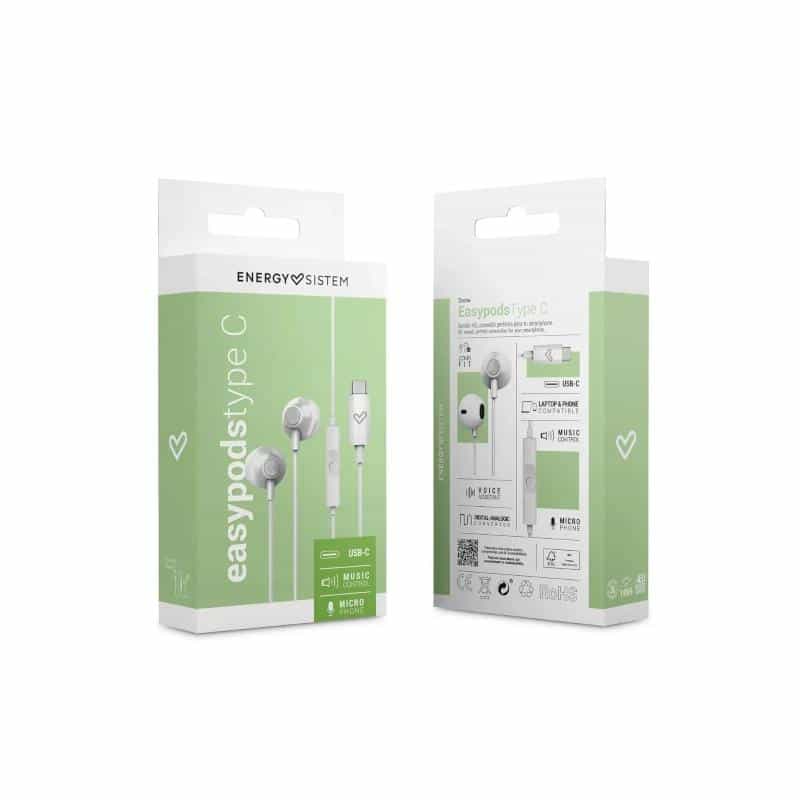 Auriculares Energy Sistem EasyPods Type C Snow Auriculares Energy Sistem EasyPods Type C Snow