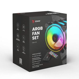 Kit 4 Ventiladores PC Savio com Controlo Preto