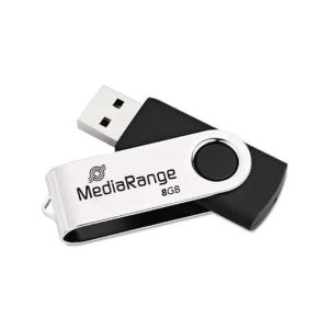 Mediarange 8GB USB 2.0 Flash Drive Silver-Black
