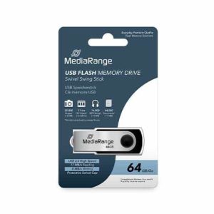 Pendrive 64GB USB 2.0 Mediarange Prata-Preto
