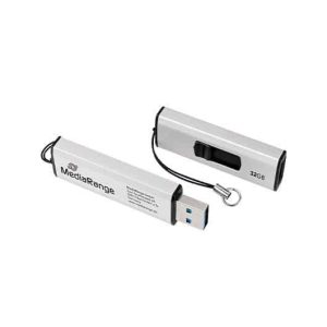 Pendrive 32GB USB 3.2 Mediavrange Prata e Preto