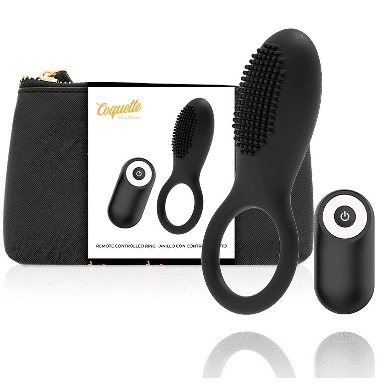 REMOTE Control VIBRATING COCK RING Coquette Chic Desire Black/GOLD