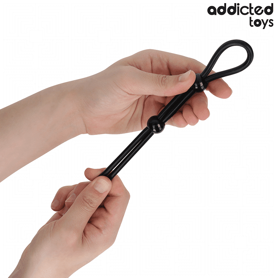 Addicted Toys Double Loop Penis Ring Silicone Cord Addicted Toys Double Loop Penis Ring Silicone Cord