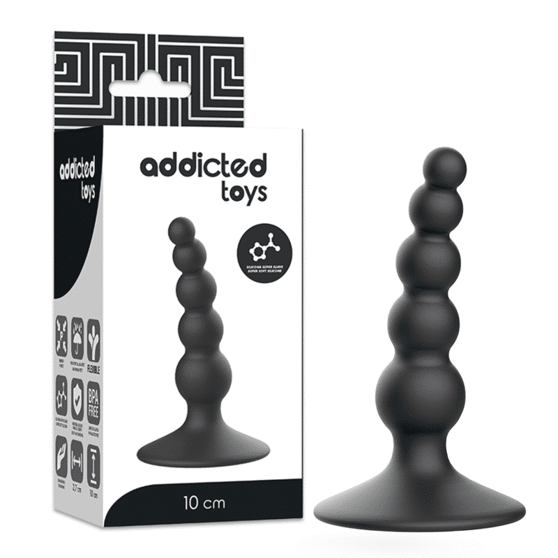 Addicted Toys Plug Anal 10cm em Couro Preto Addicted Toys Plug Anal 10cm em Couro Preto