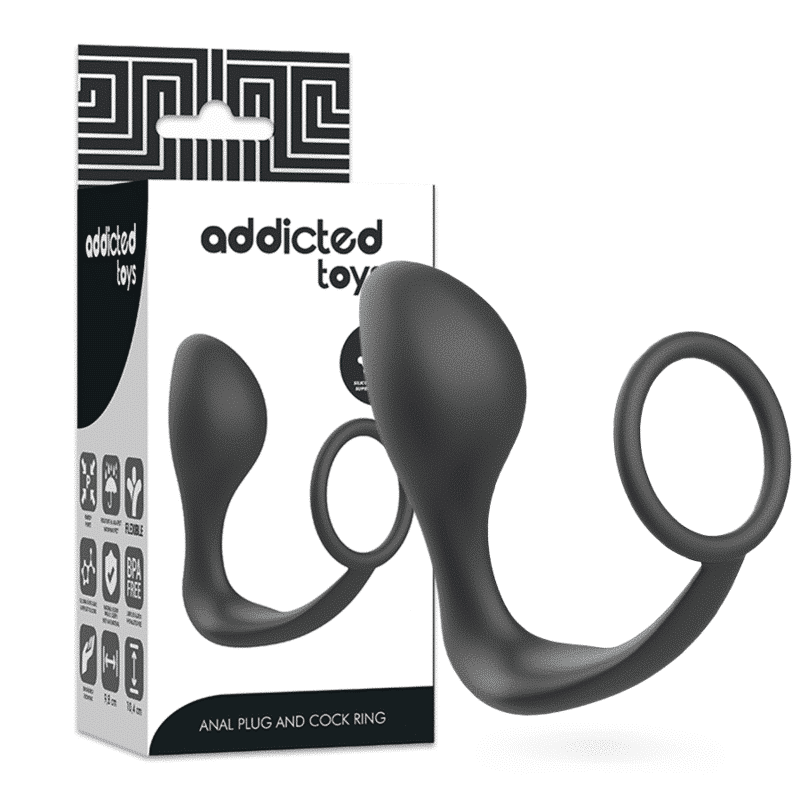 Addicted Toys Anal Plug with Flexible Black Ring Addicted Toys Anal Plug with Flexible Black Ring
