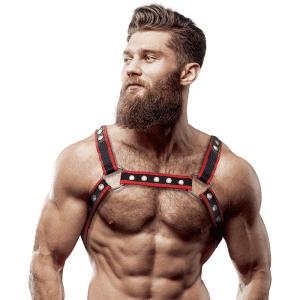 Mens Black/Red Eco Leather Chest Harness