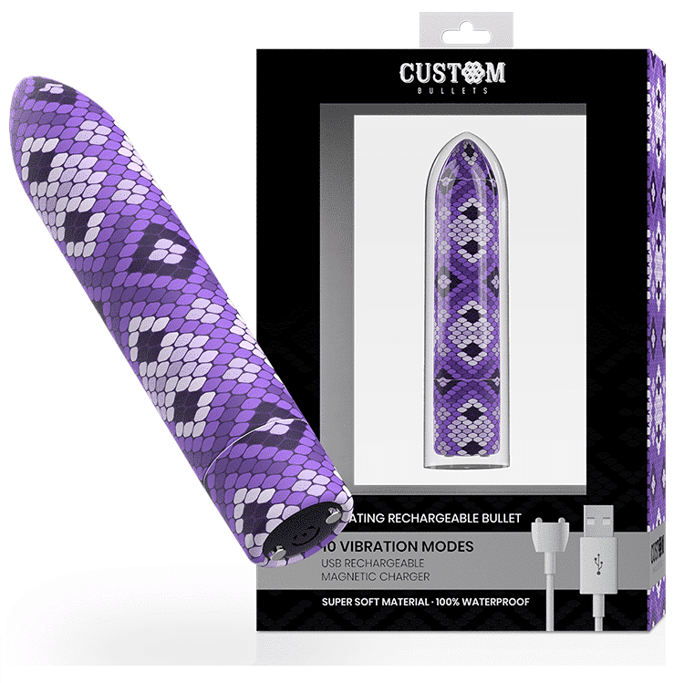 RECHARGEABLE SNAKE BULLET WITH 10 INTENSITY SETTINGS IN PURPLE