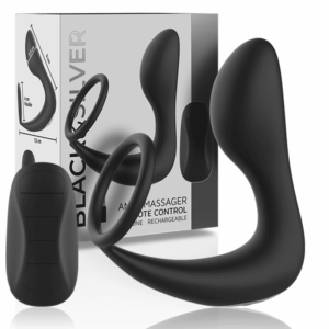 Rechargeable Black&Silver Prostate Massager Toy