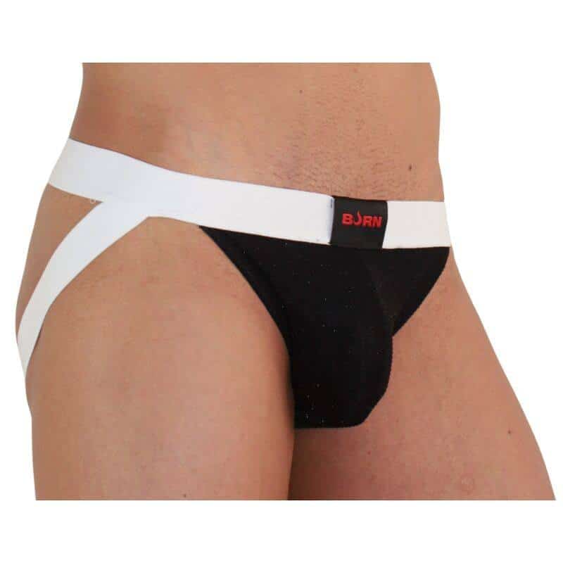 Burn 004 Shiny Jockstrap Black White XL