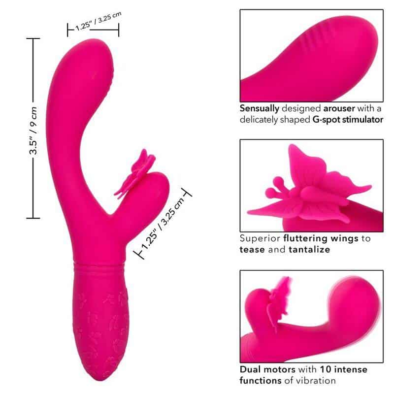 Calexotics - Pink KISS FLUTTER Vibrator with Butterfly Design Calexotics - Pink KISS FLUTTER Vibrator with Butterfly Design
