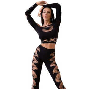 Chilirose - CR 4436 Black TOP & LegGINGS SET