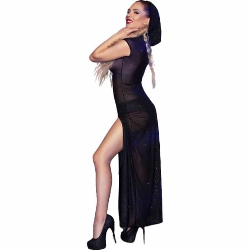 Chilirose CR 4685 Vestido Preto Com Capuz Chilirose CR 4685 Vestido Preto Com Capuz