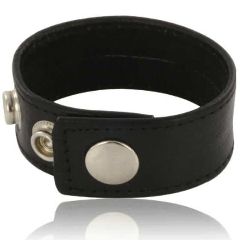 Black Leather Penis Strap with Adjustable Buckle