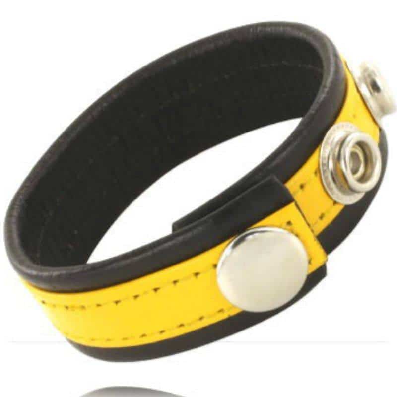 Yellow-Black Penis Strap Leather Body Adjustable